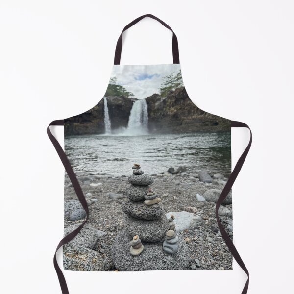 Item preview, Stacked stones with twin waterfalls in the background designed and sold by TrisaThyme.