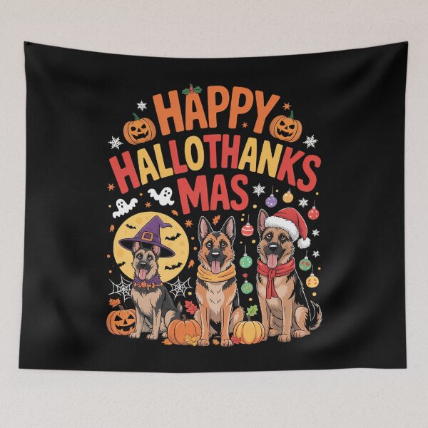 Item preview, Happy Halloween Thanksgiving Christmas Xmas Dog designed and sold by LunaCrazeArt.