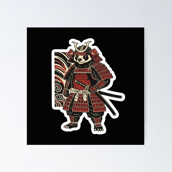 Item preview, Fearless Honey Badger Coder Samurai Warrior Crest and Funny Developer Mascot Gift designed and sold by bvdesignart.