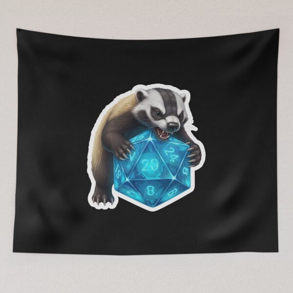Item preview, Angry Honey Badger Crit Roll Dice Master Dungeons and Dragons D20 Gamer Art designed and sold by bvdesignart.