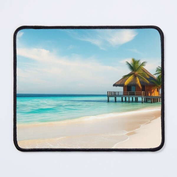 Item preview, Idyllic Tropical Overwater Bungalow Beach Scene designed and sold by Vida e Arte.