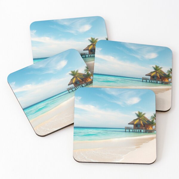 Item preview, Idyllic Tropical Overwater Bungalow Beach Scene designed and sold by Vida e Arte.