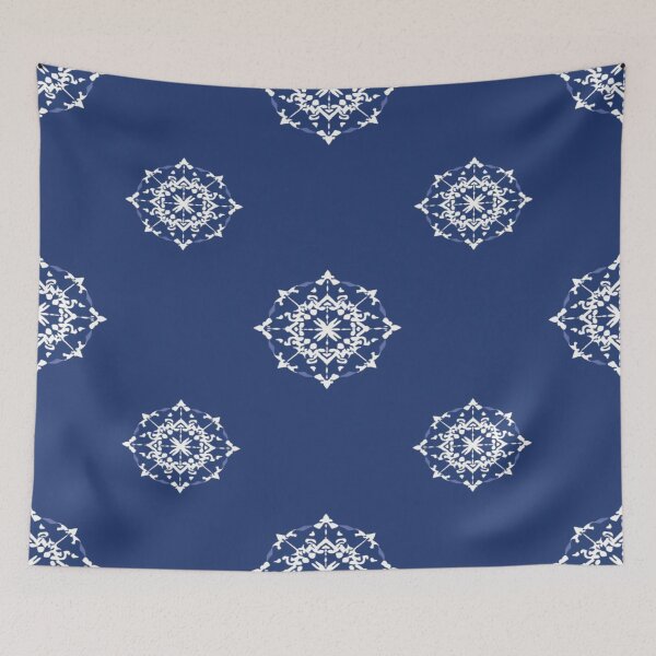 Item preview, White Geometric Design Pattern On Navy Blue Background designed and sold by burbankdesigns.