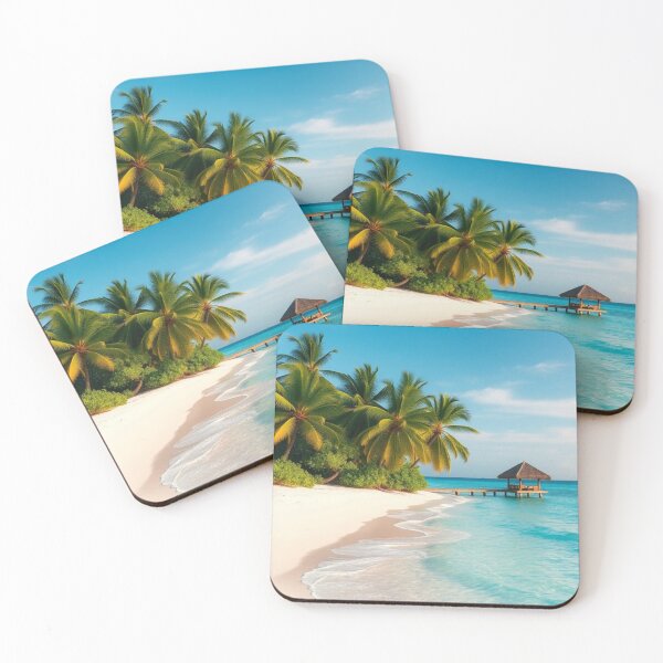 Item preview, Serene Tropical Beach with Gazebo and Palm Trees designed and sold by Jade Ado.