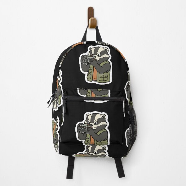 Item preview, Serious Honey Badger Photographer with Vintage Camera Wildlife Adventure Art designed and sold by bvdesignart.