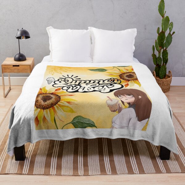 Item preview, Summer vibes with sunflowers & anime girl drinking bubble tea designed and sold by Aurvii-Col.