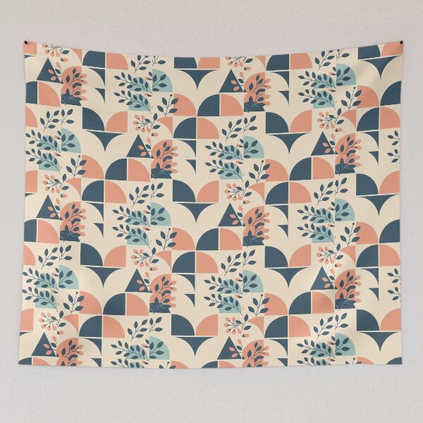 Item preview, Pastel Geometric Floral Flower Leaves, Light  Theme, Stylize, Repeated Texture Pattern (image size 8320x12480) designed and sold by Digital-Davinci.