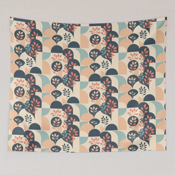 Item preview, Pastel Geometric Floral Flower Leaves, Light  Theme, Stylize, Repeated Texture Pattern (image size 8320x12480) designed and sold by Digital-Davinci.