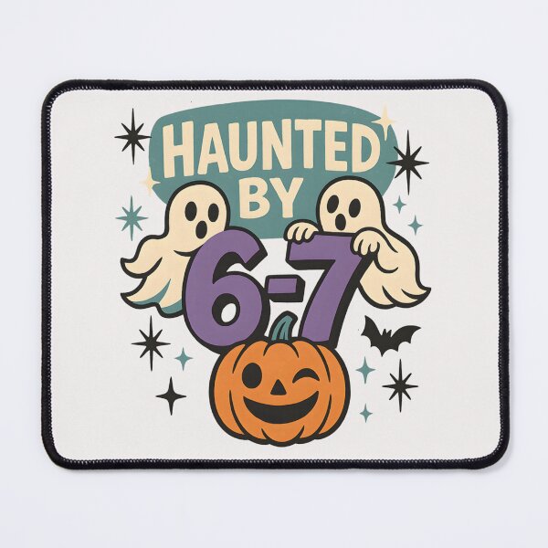Item preview, Haunted by 6-7 – Retro Halloween Meme with Ghost & Pumpkin designed and sold by Leppanen.