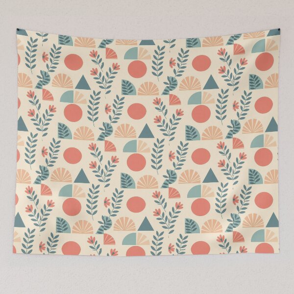 Item preview, Pastel Geometric Floral Flower Leaves, Light  Theme, Stylize, Repeated Texture Pattern (image size 8320x12480) designed and sold by Digital-Davinci.