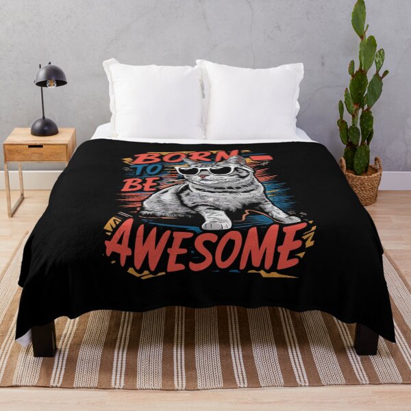 Item preview, Born to Be Awesome Cat – Cool Sunglasses Kitty Retro Graffiti Style Design designed and sold by WitchyWhisper.