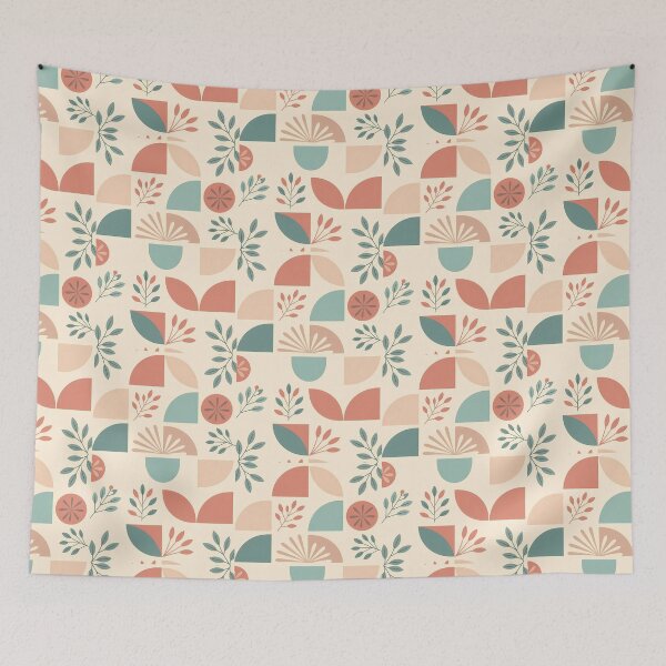 Item preview, Pastel Geometric Floral Flower Leaves, Light  Theme, Stylize, Repeated Texture Pattern (image size 8320x12480) designed and sold by Digital-Davinci.