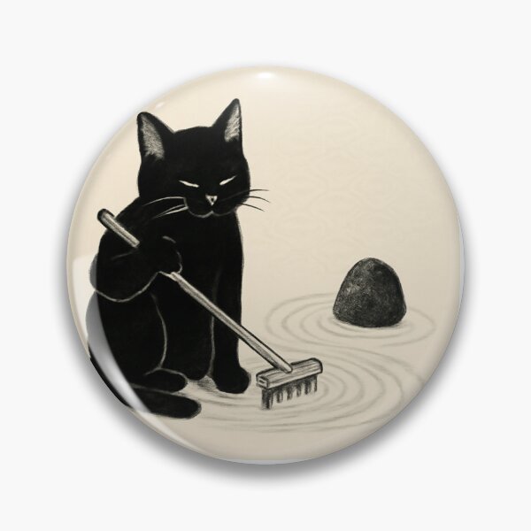 Item preview, Black Cat Meditating in a Zen Garden　禅の庭で心を鎮める黒猫 designed and sold by TakaArtWorks.