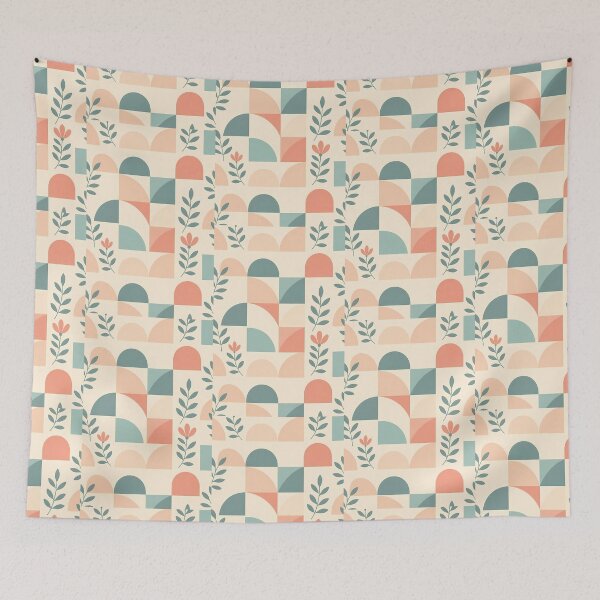Item preview, Pastel Geometric Floral Flower Leaves, Light  Theme, Stylize, Repeated Texture Pattern (image size 8320x12480) designed and sold by Digital-Davinci.