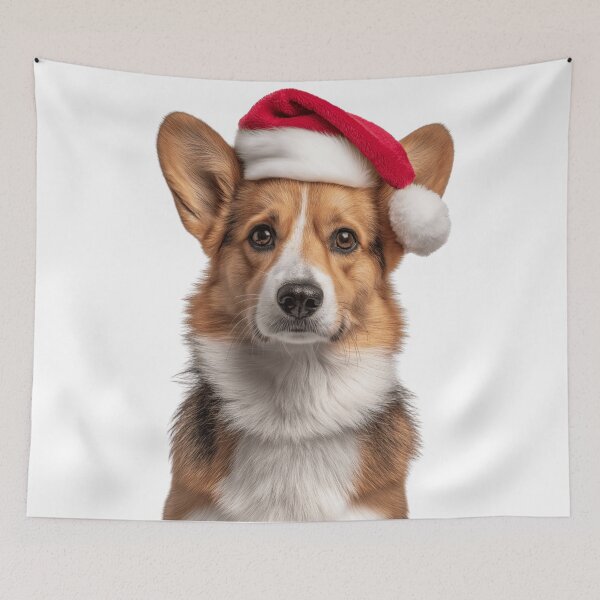 Item preview, Corgi dog with Christmas Hat – Festive Corgi Xmas Design designed and sold by LazyOwlStore.