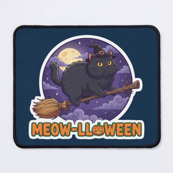 Item preview, Cute Witch Cat Flying Broom Halloween Design designed and sold by PrintBreeze.
