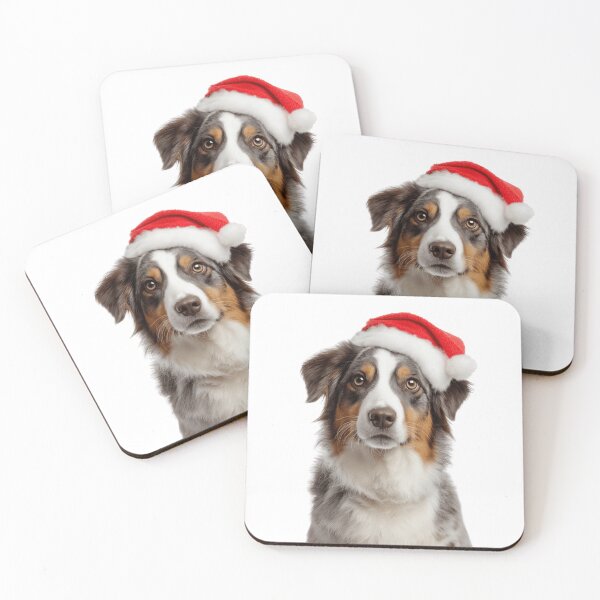Item preview, Australian Shepherd dog with Christmas Hat – Festive Aussie dog Xmas Design designed and sold by LazyOwlStore.