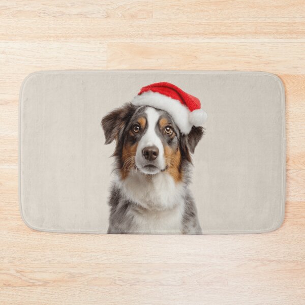 Item preview, Australian Shepherd dog with Christmas Hat – Festive Aussie dog Xmas Design designed and sold by LazyOwlStore.