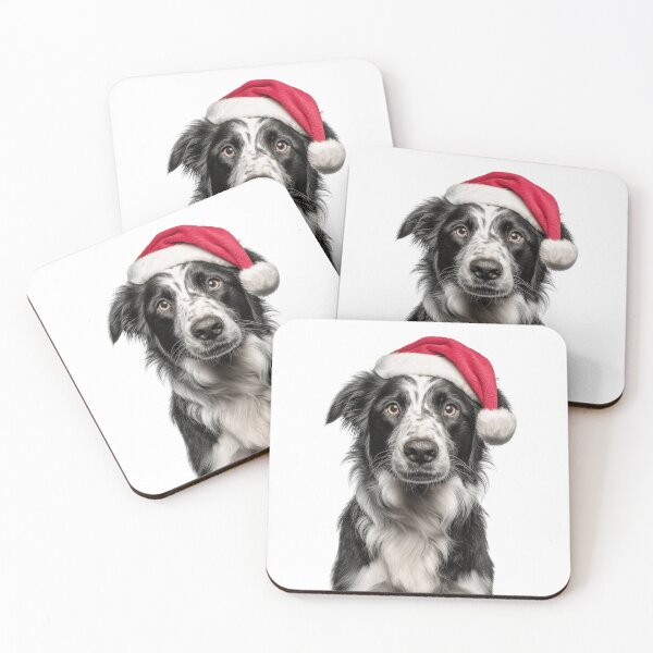 Item preview, Border Collie with Christmas Hat – Festive Border Collie Xmas Design designed and sold by LazyOwlStore.