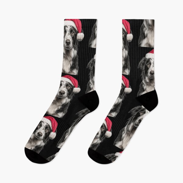 Item preview, Border Collie with Christmas Hat – Festive Border Collie Xmas Design designed and sold by LazyOwlStore.