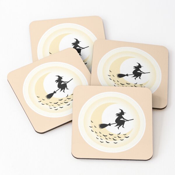 Item preview, Witch Flying Over Moon With Bats Silhouette designed and sold by PrintBreeze.