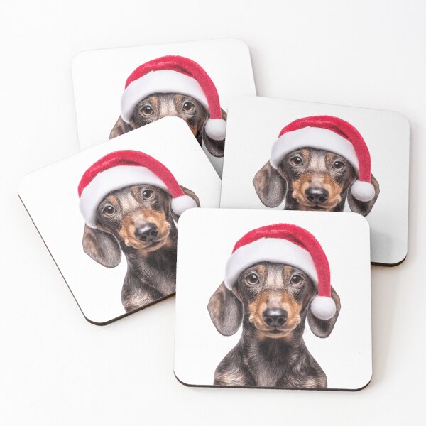Item preview, Dachshund dog with Christmas Hat – Festive Dachshund Xmas Design designed and sold by LazyOwlStore.