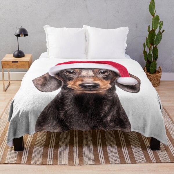 Item preview, Dachshund dog with Christmas Hat – Festive Dachshund Xmas Design designed and sold by LazyOwlStore.