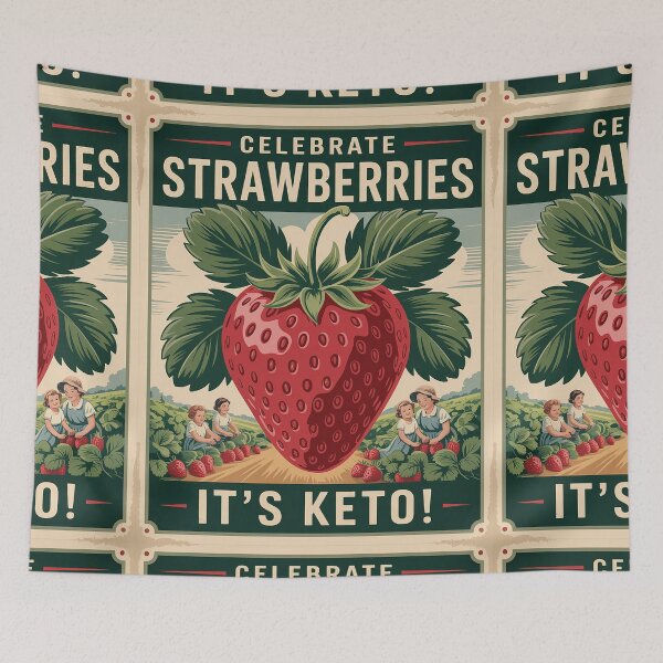 Item preview, Celebrate Strawberries — Retro Keto-Friendly Fruit Poster designed and sold by Loving Nature Gifts.