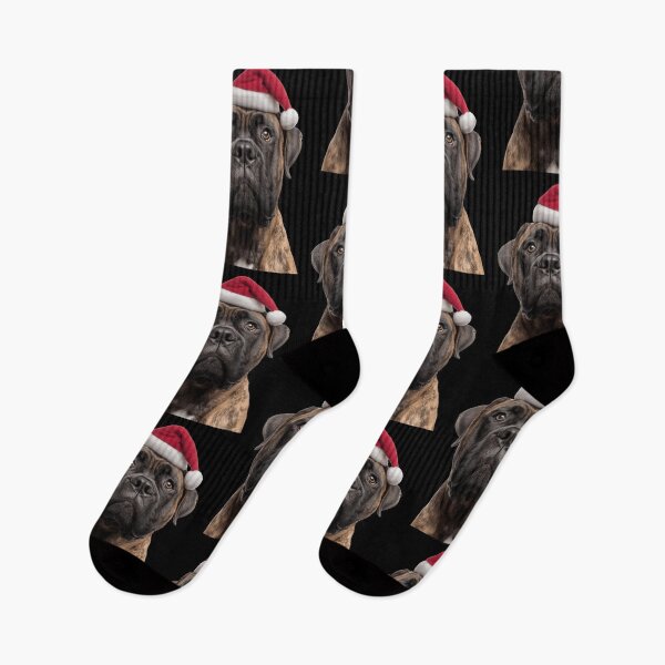 Item preview, Bullmastiff dog with Christmas Hat – Festive Bullmastiff Xmas Design designed and sold by LazyOwlStore.