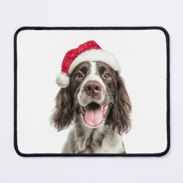Item preview, English Springer Spaniel dog with Christmas Hat – Festive English Springer Spaniel Xmas Design designed and sold by LazyOwlStore.