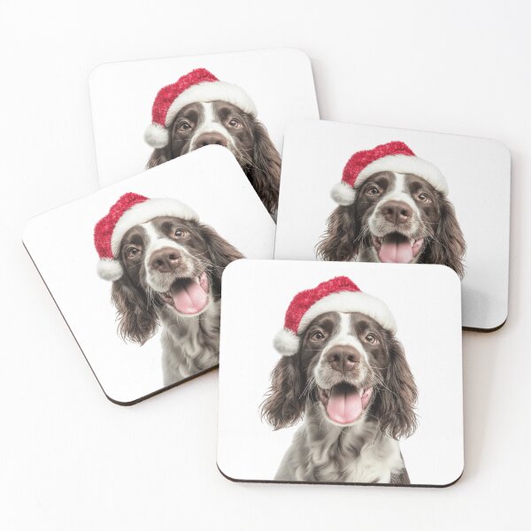 Item preview, English Springer Spaniel dog with Christmas Hat – Festive English Springer Spaniel Xmas Design designed and sold by LazyOwlStore.