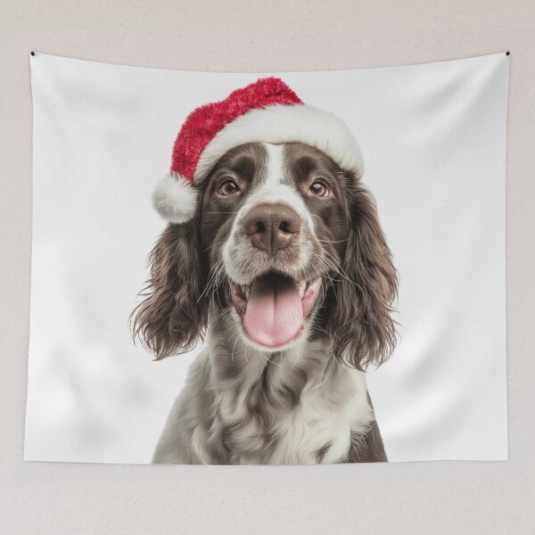 Item preview, English Springer Spaniel dog with Christmas Hat – Festive English Springer Spaniel Xmas Design designed and sold by LazyOwlStore.