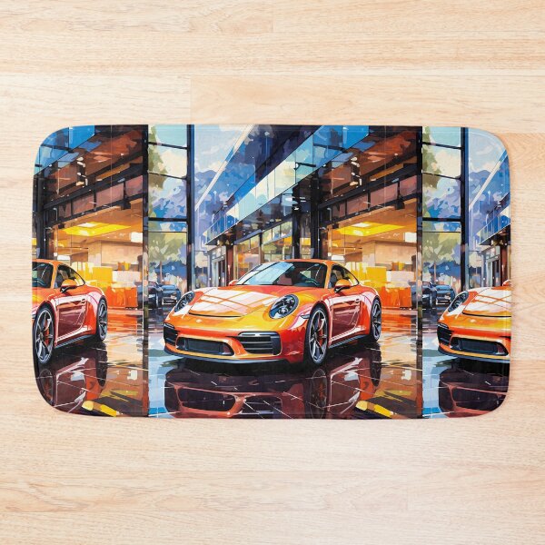 Item preview, Iconic Sports Car Reflected In Glass Of Modern Showroom designed and sold by RevUpDesign.