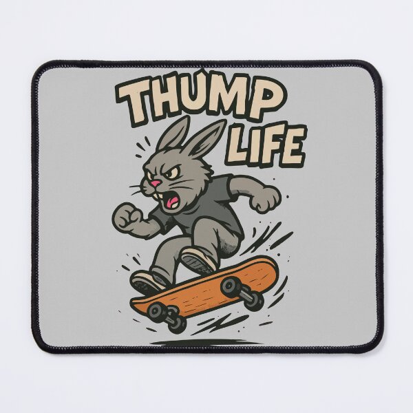 Item preview, THUMP LIFE - Ollie the Hare Skateboarder designed and sold by SillyPawsStudio.