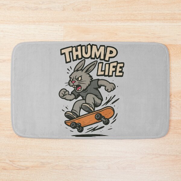 Item preview, THUMP LIFE - Ollie the Hare Skateboarder designed and sold by SillyPawsStudio.