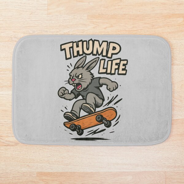 Item preview, THUMP LIFE - Ollie the Hare Skateboarder designed and sold by SillyPawsStudio.