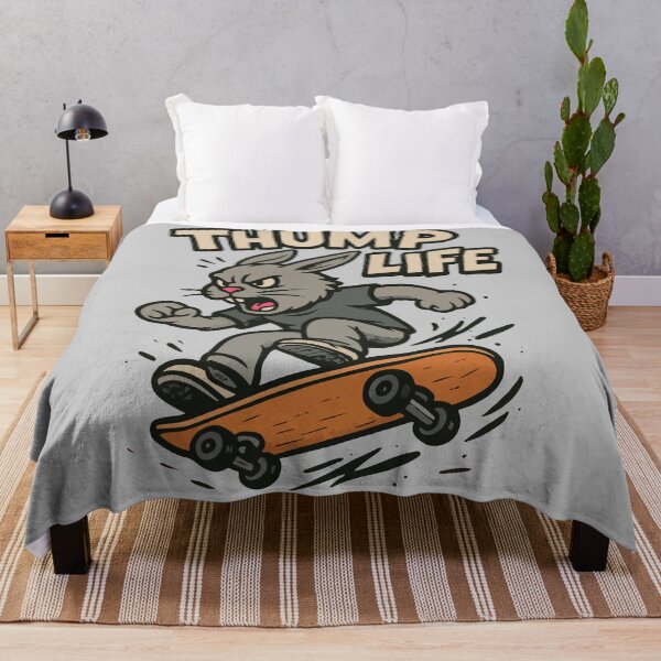 Item preview, THUMP LIFE - Ollie the Hare Skateboarder designed and sold by SillyPawsStudio.
