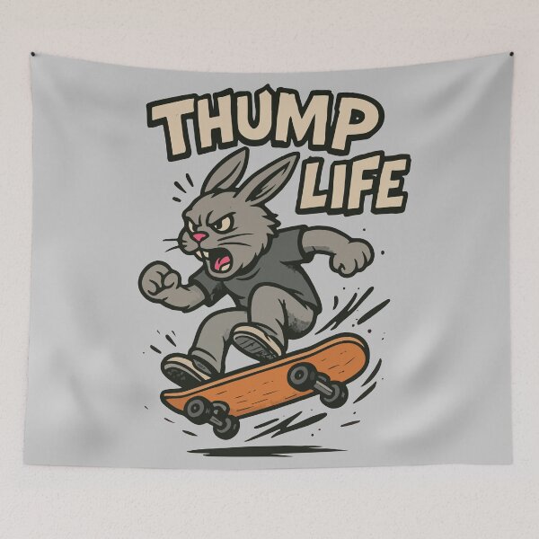 Item preview, THUMP LIFE - Ollie the Hare Skateboarder designed and sold by SillyPawsStudio.