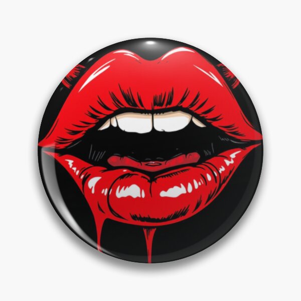 Item preview, Halloween Gothic Red Lips with Devil Horns and Dripping Art designed and sold by PixelVibe782.