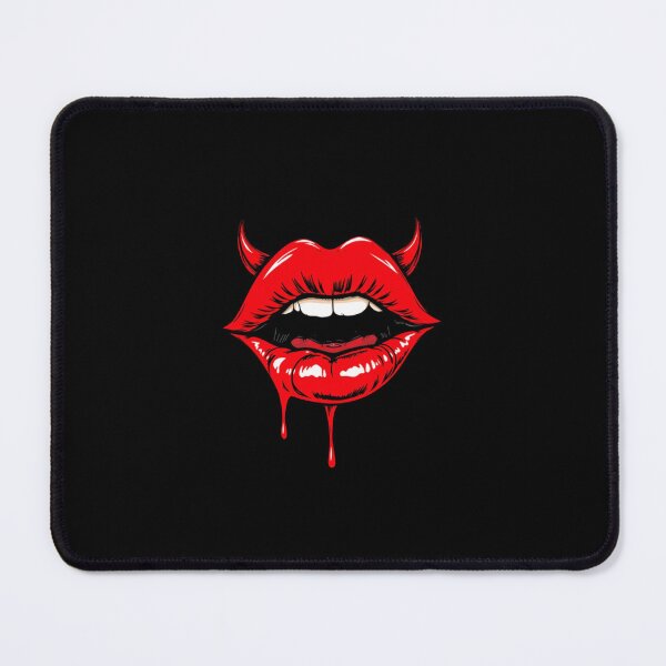 Item preview, Halloween Gothic Red Lips with Devil Horns and Dripping Art designed and sold by PixelVibe782.