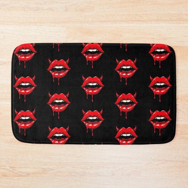 Item preview, Halloween Gothic Red Lips with Devil Horns and Dripping Art designed and sold by PixelVibe782.