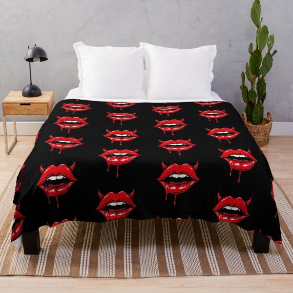 Item preview, Halloween Gothic Red Lips with Devil Horns and Dripping Art designed and sold by PixelVibe782.