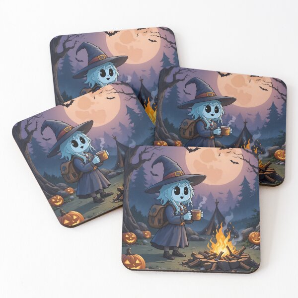 Item preview, Witch Ghost Camping with Cocoa – Halloween Campfire designed and sold by wildexperience.