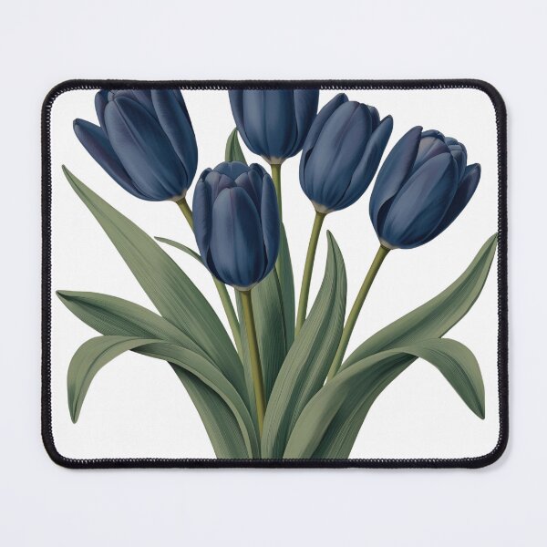 Item preview, Navy Blue Tulips Bouquet Illustration | Elegant Floral Art Print designed and sold by ArtSparkCo.