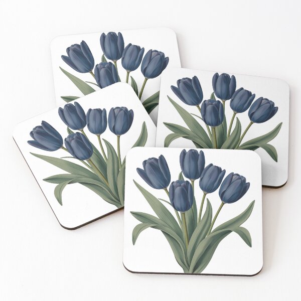 Item preview, Navy Blue Tulips Bouquet Illustration | Elegant Floral Art Print designed and sold by ArtSparkCo.