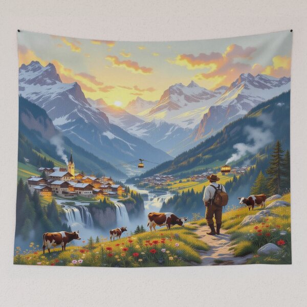Item preview, Mountain magic and golden hour – tradition meets nature in a moment of quiet beauty designed and sold by FotoworldEdel.