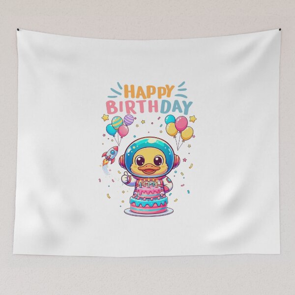 Item preview, Duck Astronaut Birthday Space Cake Gift designed and sold by DibuHumor.