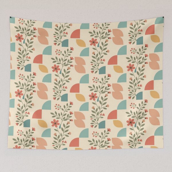 Item preview, Pastel Geometric Floral Flower Leaves, Light  Theme, Stylize, Repeated Texture Pattern (image size 8320x12480) designed and sold by Digital-Davinci.