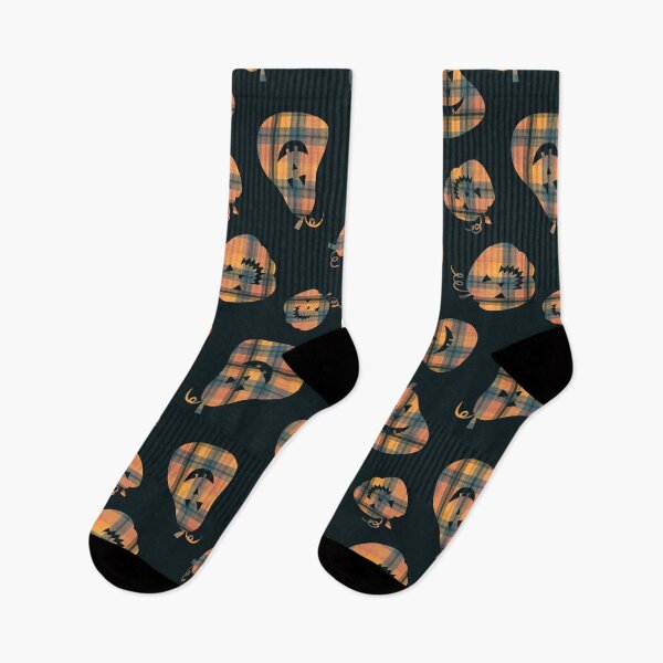Item preview, Orange & Black Gingham Plaid Tartan Halloween Pumpkin Silhouettes with Cut Out Faces designed and sold by piptompatternco.