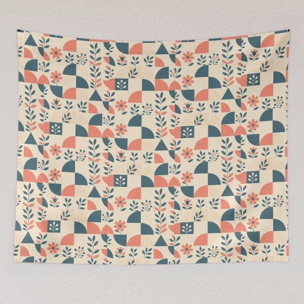 Item preview, Pastel Geometric Floral Flower Leaves, Light  Theme, Stylize, Repeated Texture Pattern (image size 8320x12480) designed and sold by Digital-Davinci.